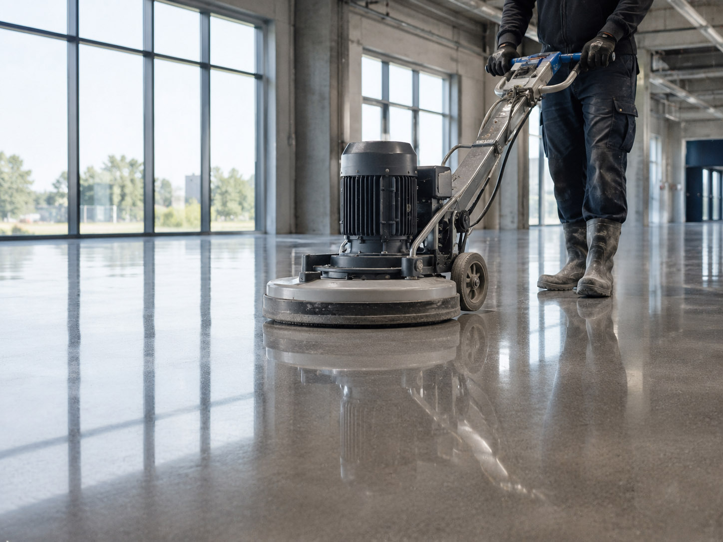 Finishing polished concrete